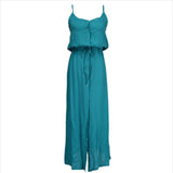 Yipinpay Women Fashion Sexy Dress Summer Womens Ladies Buttons Beach Party Midi V-Neck Dress Holiday Floral Sundress