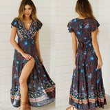 Yipinpay Women Boho V Neck Slim Waist arrival Sexy Long Maxi Dress Summer Beach Hot Party Floral Printed Sundress 2023