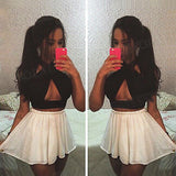 Yipinpay Women Cross Over Crop Top Sexy Nightclub Halter Neck Cut Out Sleeveless Shorts Black Blouses Clubwear