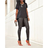 Yipinpay Fashion Sexy Women Ladies Loose Chiffon Tops Short Sleeve Shirt Casual Irregular Solid Color Summer Blouse Tops S-5XL Size