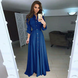Yipinpay Shirt Button Down Dress Womens Long Sleeve Formal Long Maxi Evening Party Tunic S-3XL