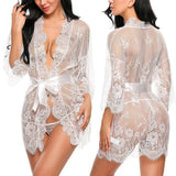 Yipinpay Women Lingerie Lace Night Dress Sleepwear Nightgown Bandage Deep V G-String See Through Sexy Sheer Sleep Dress 2023 Silky