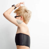 Yipinpay Women Intimates Lesbian Tomboy Tube Tops Crop Vest Tank Top Undershirt Slim Chest Breast Binder Buckle Bra Black/White