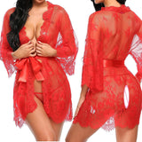 Yipinpay Women Lingerie Lace Night Dress Sleepwear Nightgown Bandage Deep V G-String See Through Sexy Sheer Sleep Dress 2023 Silky