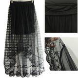 Yipinpay Vintage Women Stretch High Waist Lace Skirt Women Skater Flared Pleated Swing Long Summer Skir