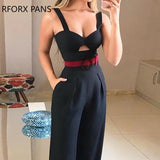 Yipinpay Out Twist Front Wide Leg Jumpsuit Office Lady Casual Look for Women 2023