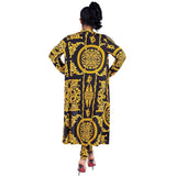 Yipinpay New African Print Elastic Bazin Baggy Pants Rock Style Dashiki SLeeve Famous Suit For Lady/women coat and leggings 2pcs/se