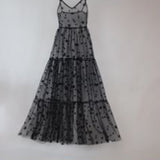 Yipinpay Arrival Spaghetti Straps Tulle Long Women Dresses Fashion Bling Bling See Through Dress Sexy Fashion Hot