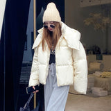 yipinpay Women&#39;s Down Puffer Jackets Winter Korean Fashion Baggy Thickening Warm Bubble Ladies Cropped Coat Cotton Padded Outwear Parkas