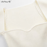 Yipinpay Slim Sexy Knitted Blouse Women White Basic Knitwear Top Female Summer Short Sleeve Cropped Black Top Streetwear 2023