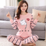 Yipinpay Winter New Long-Sleeved Pajamas Women's Casual Sleepwear Cute Cartoon Nightwear Women's Home Clothes Casual Nightgown