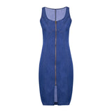 Yipinpay Women's Summer Sleeveless Denim Dress Slim Zipper Jeans Dress Fashion Casual Office Lady Clothing M-2XL 2024 New Arrival