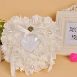 Yipinpay Jewelry Case Heart-shape Rose Flowers Ring Box Romantic Wedding Ring Bearer Pillow Cushion Holder Valentine's Day Gift 2023