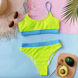Yipinpay Waist Swimsuit Women Swimwear Push Up Bikini Patchwork Bikini Set 4 Color Beachwear Sexy Swimming Suit Large Size Swimwear