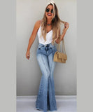 Yipinpay Sale High Waist Flare Jeans For Women Fashion Skinny Lifting Butt Elastic Denim Long Pants S-2XL Global Drop Shipping