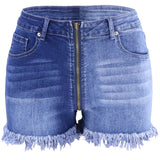 Yipinpay New Summer Women's High Waist Zipper Denim Shorts Fashion Color Combination Tassel Elastic Jeans Shorts S-2XL Drop Shipping