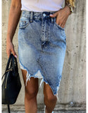 Yipinpay sale summer woman denim skirt trendy irregular Ripped jeans skirt sexy slim Pack hips mini skirt S-XL drop shipping new