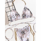 Yipinpay Women Swimsuit 2023 Micro Bikini Snakeskin Swimwear For Women Bathing Suit Beachwear Brazilian Bikini Set Swimming Suits