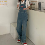 Yipinpay Denim Jumpsuits Women Autumn New Style Loose Jean Overalls Korean Baggy Wide Leg Rompers Woman