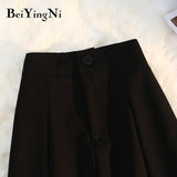 yipinpay Black Midi Skirt Women High Waist Solid Color Elegant Casual Street Office Ladies Skirts Split Summer OL Mermaid Skirt