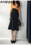 Yipinpay Summer New Korea Chic Temperament Elegant Slim White High Waist Mermaid Skirt Women Office Lady Ruffles Wrap Hip Faldas
