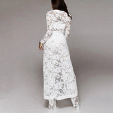 Yipinpay MO Floral Lace Sexy Bodycon Jumpsuit Women Rompers 3 Piece Set Autumn Winter Strap Sashes Long Playsuit Casual Overalls