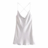 Yipinpay Summer Slip Dress Women 2023 Tie Dye Satin Short Woman Dresses Strappy Sexy Backless Strap Mini Dress Club Party Dresses