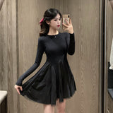 Yipinpay Sweater Dress Women 2023 Winter Casual French Vintage Evening Party Knit Dress Female Long Sleeve One-piece Dress Korean