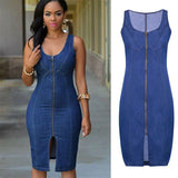 Yipinpay Women's Summer Sleeveless Denim Dress Slim Zipper Jeans Dress Fashion Casual Office Lady Clothing M-2XL 2024 New Arrival