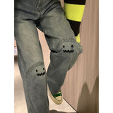yipinpay Size Women's Jeans High Waist Straight Baggy Fashion Pants Streetwear Harajuku Vintage Casual Female Wide Leg Denim Trouser