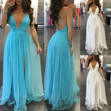 Yipinpay Women's Lace Long Formal Wedding Sleeveless Deep V Neck Evening Ball Gown Party Prom Bridesmaid Dress