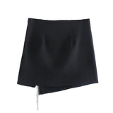 Yipinpay Black Mini Skirts Woman Fashion 2023 Bejewelled Fringing High Waist Short Skirts Autumn Winter Slit Women Skirt