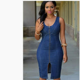 Yipinpay Women's Summer Sleeveless Denim Dress Slim Zipper Jeans Dress Fashion Casual Office Lady Clothing M-2XL 2024 New Arrival