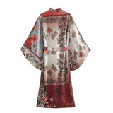 Yipinpay Women Blouse Patchwork Long Woman Kimono Vintage Print Belt Long Sleeve Kimonos Summer 2023 Japanese Beach Kimono Top