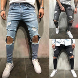 Yipinpay Ripped jeans for men Fashion casual slim denim pencil pants Men's clothing trousers S-4XL Drop shipping