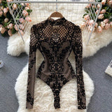 Yipinpay Women Sexy Backless Rompers Fashion Korean Style Bodycon Jumpsuits 2024 Autumn Streetwear Slim Short Print Bodysuits