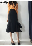 Yipinpay Summer New Korea Chic Temperament Elegant Slim White High Waist Mermaid Skirt Women Office Lady Ruffles Wrap Hip Faldas