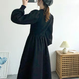 Yipinpay Floral Embroidery Long Dress Women Winter Sweater Bandage Dress Vintage Christmas Evening Party Dress for New Year 2023