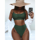 Yipinpay Women Swimsuit Female Swimwear 2023 Bikini High Waisted Bikini Set Push Up Bathing Suit Ruffle Swimming Suit Beachwear Swimsuit