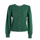 Yipinpay Button Puff Sleeve Knitted Sweater Korean Style women Pullover Femme Longue Tricot Crop Autumn Harajuku Black Jumper Green
