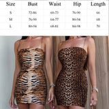 Yipinpay Women Sexy Bodycon Spaghetti Strap Sleeveless Beach Dress Leopard/ Tiger Pattern Print Short Mini Dress