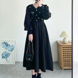 Yipinpay Floral Embroidery Long Dress Women Winter Sweater Bandage Dress Vintage Christmas Evening Party Dress for New Year 2023