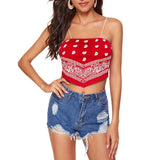 Yipinpay Women's Sexy Cami Tank Top, Casual Paisley Print Sleeveless Backless Bandana Camisole