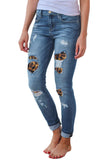 Yipinpay sale women's ripped leopard print jeans Fashion stretch Skinny denim pencil pants Street casual hipster jeans S-2XL