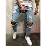 Yipinpay Ripped jeans for men Fashion casual slim denim pencil pants Men's clothing trousers S-4XL Drop shipping