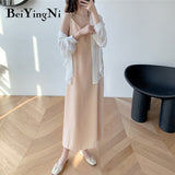 Yipinpay Black Spaghetti Strap Dress Long Casual Backless Basic Chiffon Casual Sexy Korean Elegant Maxi Party Dress Vestidos