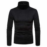 Yipinpay Winter Tops Fashion Mens Casual Slim Fit Basic Turtleneck Knitted Sweater High Collar Pullover Male Double Collar M-2XL