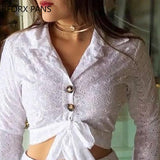 Yipinpay Women Broderie Lace Button-down Blouse & Shorts Sets Casual Women Sets 0406