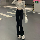 yipinpay Vintage High Waist Women Skinny Straight Jeans Sense of Design Streetwear Korean Fashion Mom Denim Trouser Flare Pants