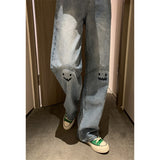 yipinpay Size Women's Jeans High Waist Straight Baggy Fashion Pants Streetwear Harajuku Vintage Casual Female Wide Leg Denim Trouser